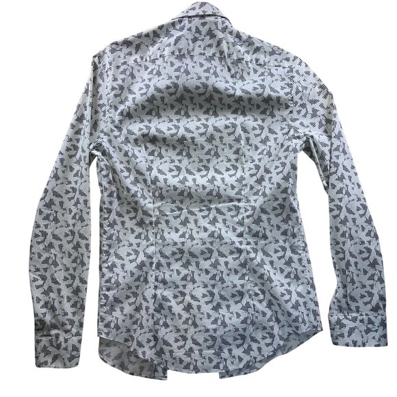 Calvin Klein Mens Long-Sleeve Button-Up Dress Shirt With Houndstooth Print White - Picture 8 of 10